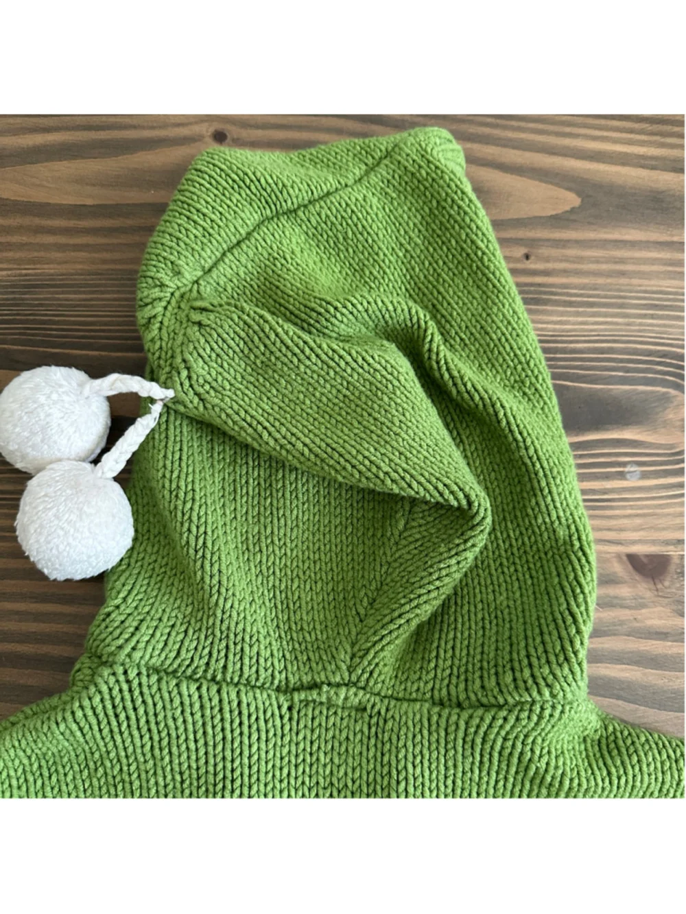 Girls Gap Kids Snowflake Sweater Hoodie XS 4 Green White Zip Up Pom Poms